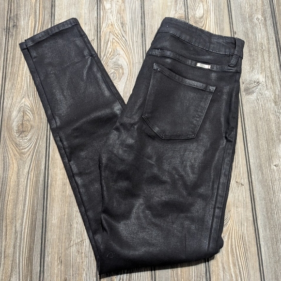 KanCan size 9 black skinny jeans in distressed leather-like fabric - Picture 1 of 11